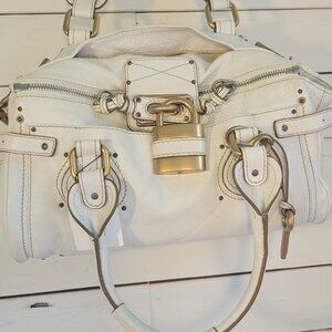 Chloe Paddington Stachel Bag White Leather